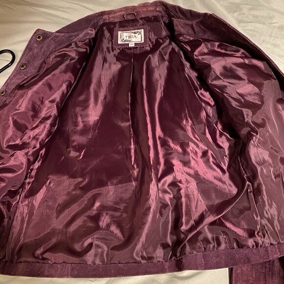 Tria Suede Jacket. Purple. Snap opening. Medium - Picture 8 of 8